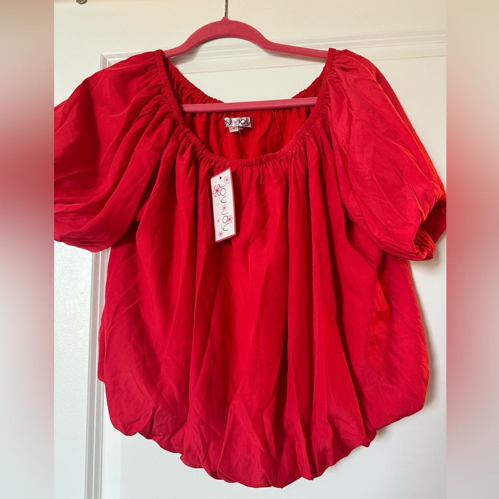 NWT Monkees Joy Joy off the shoulder small Red Women's bubble Top